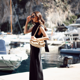 Style No.1 Black Satin Scarf Maxi Dress