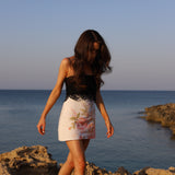 The Floral Painted Cotton Mini Skirt