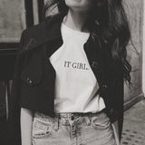 The T-SHIRT | White Cotton 'IT GIRL.' T-Shirt