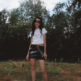 DENIM TYRE PRINT MINI SKIRT